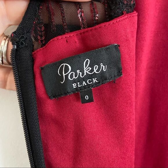 Parker Black Abba Sequin High Low Dress Black Red Size 0 - Picture 14 of 15